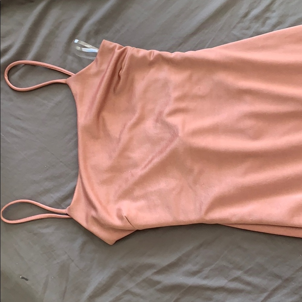 Short Soft Pink Lace Up Dress